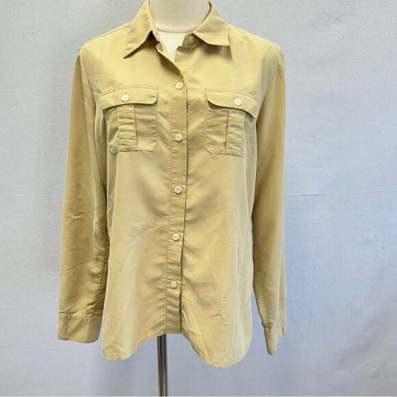 Liz Claiborne LizSport Petite roll tab button from long sleeve shirt size Medium - Picture 1 of 13